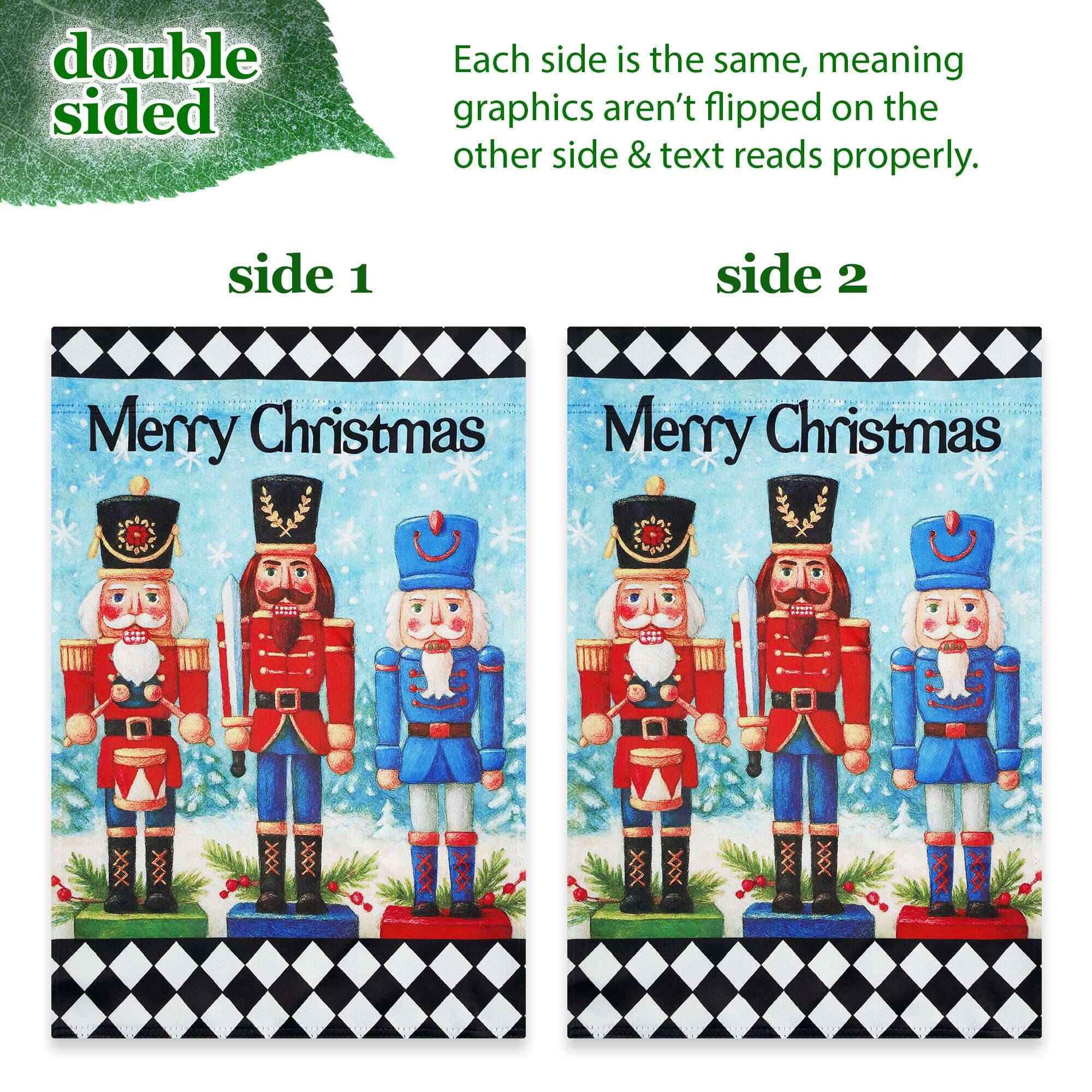 double sided

Each side is the same, meaning graphics aren't flipped on the other side & text reads properly.

side 1
side 2

Merry Christmas
Merry Christmas