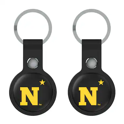 Front. Keyscaper - Black Navy Midshipmen Two-Pack AirTag Holders - Black.