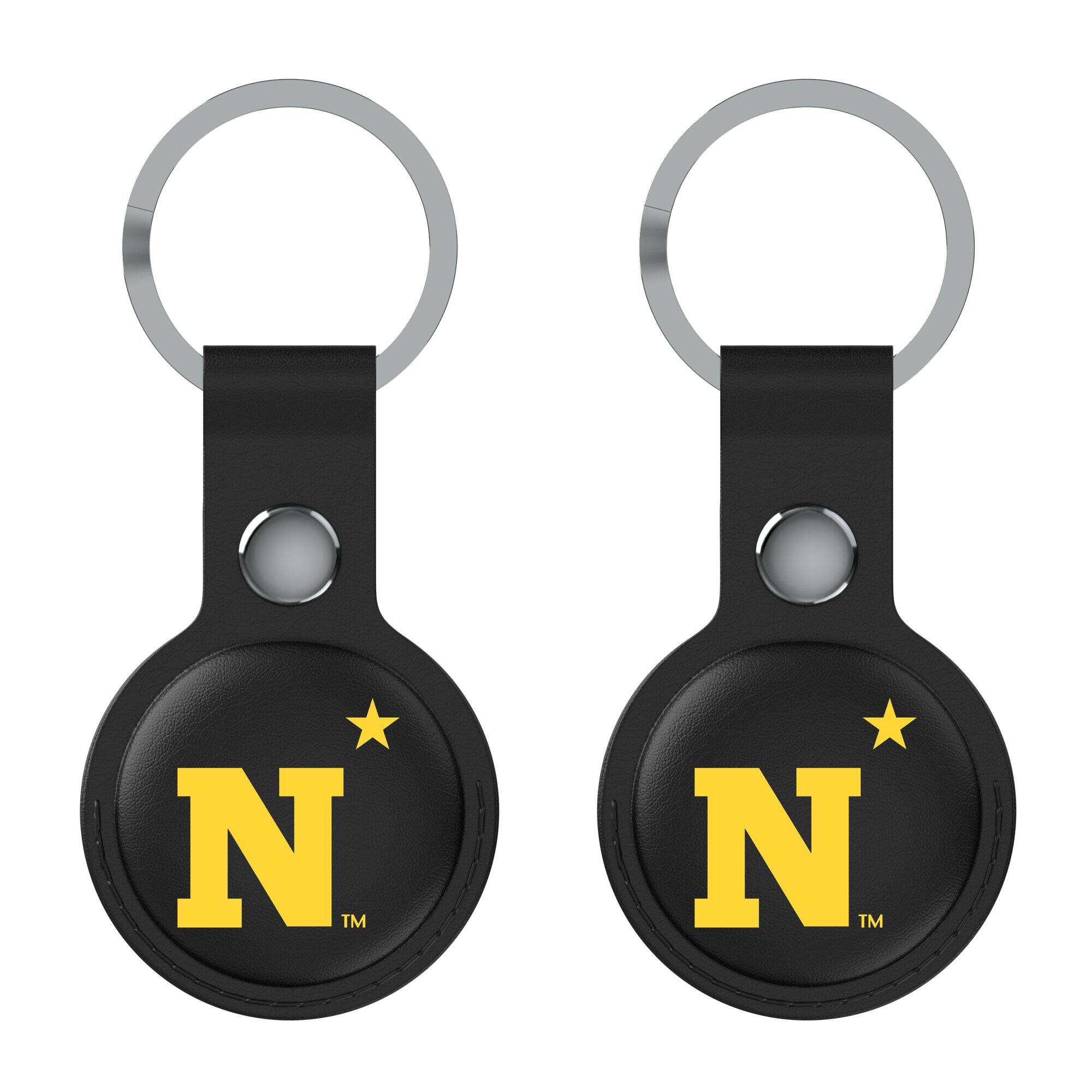 Front. Keyscaper - Black Navy Midshipmen Two-Pack AirTag Holders - Black.