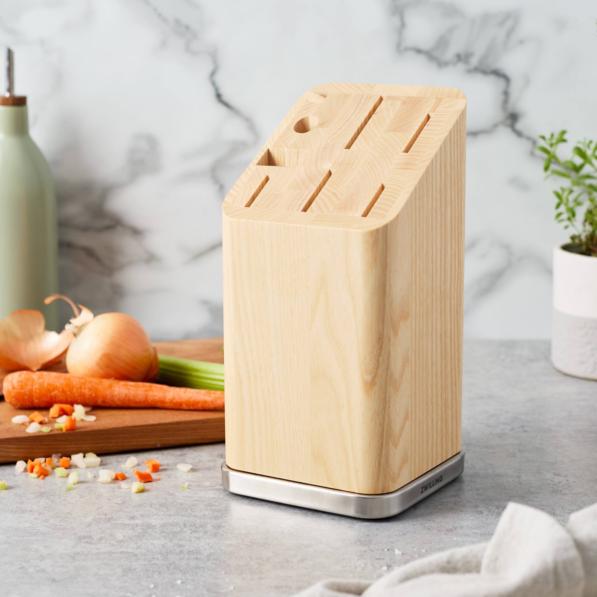 Alt View 5. ZWILLING - ZWILLING Storage Slanted Knife Block with Stainless Steel Base - Natural Ash (no knives included) - Natural.