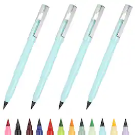 Unique Bargains - Eternal Pencil, 4pcs Mech Sharpened Metal Pencils Set for Coloring, Sketch Drawing, Writing - Marker Light Blue