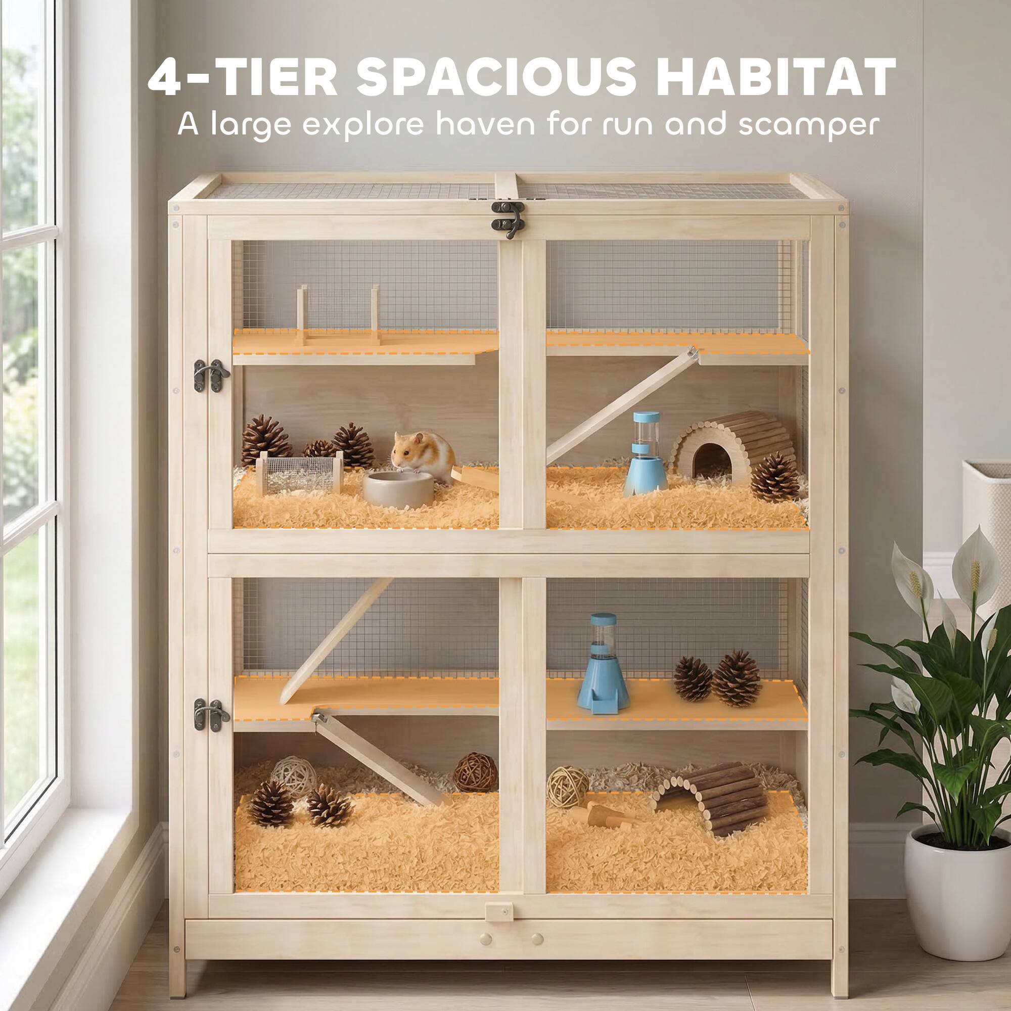 4-TIER SPACIOUS HABITAT  
A large explore haven for run and scamper