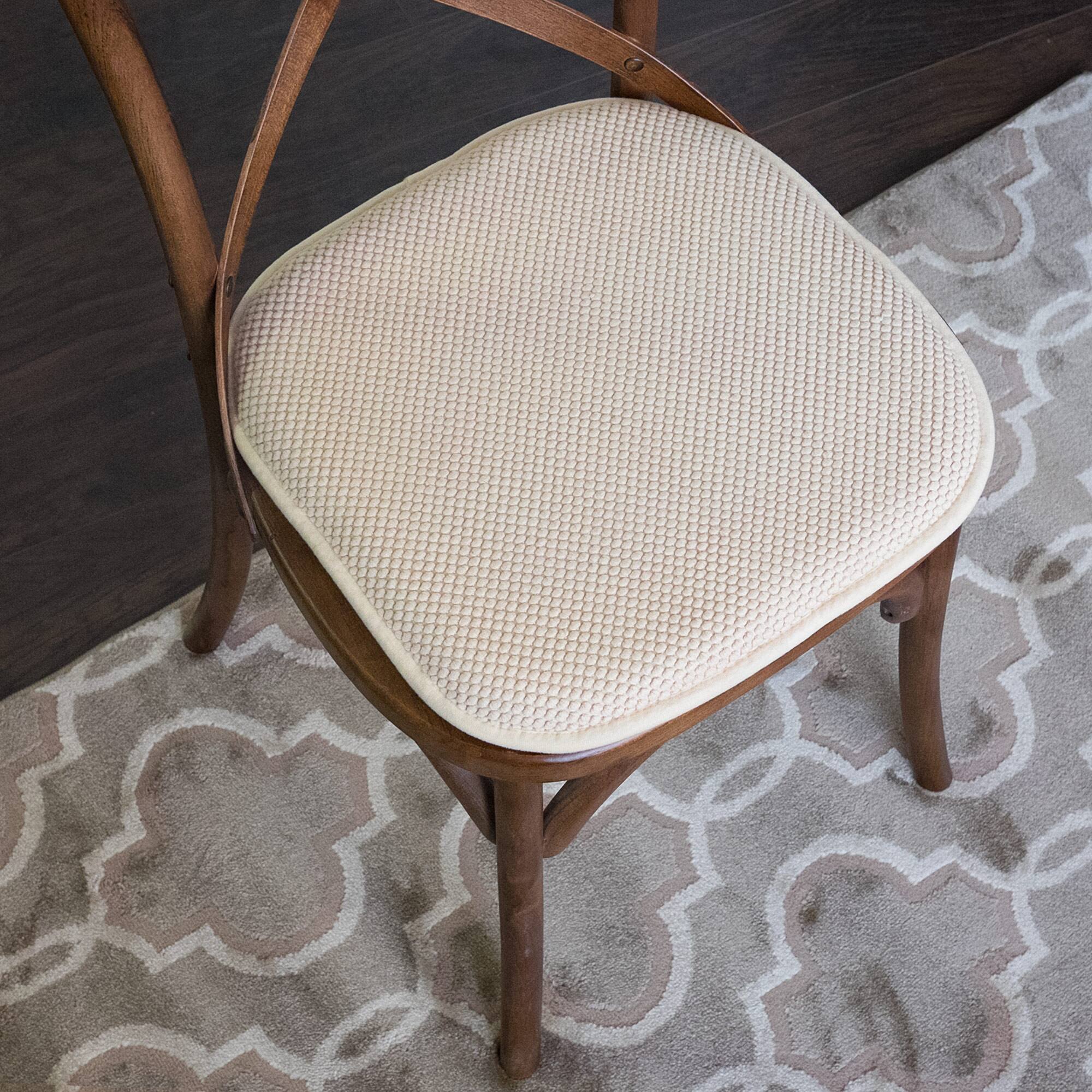 Left. Sweet Home Collection - Honeycomb Memory Foam No Slip Back 16" x 16" Chair Pad Cushion, 12-Pack - Linen.