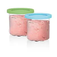 CREAMi Pints and Lids - 2 Pack, Compatible with NC300s Series Ninja Creami Ice Cream Makers - Clear/Lime/Aqua - Front_Zoom