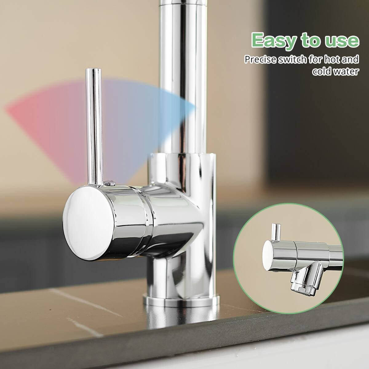 Easy to use  
Precise switch for hot and cold water
