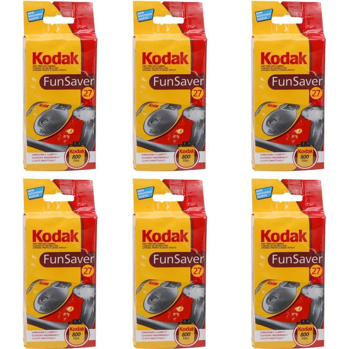 Bundle - Kodak - Fun Saver 35mm Disposable Camera with Flash, 27 Exposures, 6-Pack