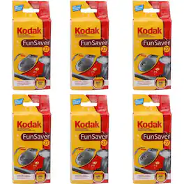 Bundle - Kodak - Fun Saver 35mm Disposable Camera with Flash, 27 Exposures, 6-Pack