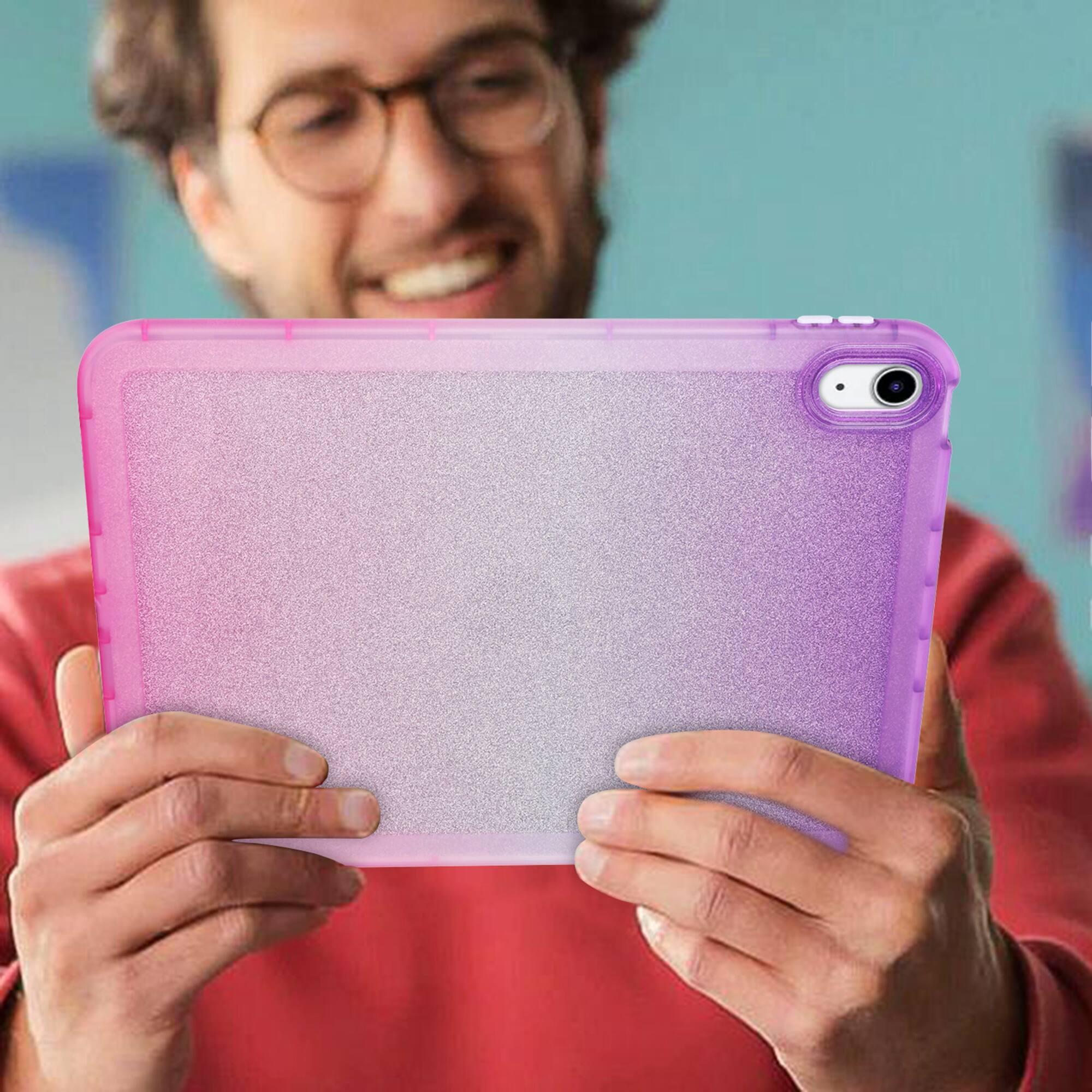 Alt View 1. Dteck - Glitter Case for iPad (A16) 11th Generation 11" 2025/iPad 10th Gen 10.9", Shockproof Gradient TPU Back Cover - Purple Red.