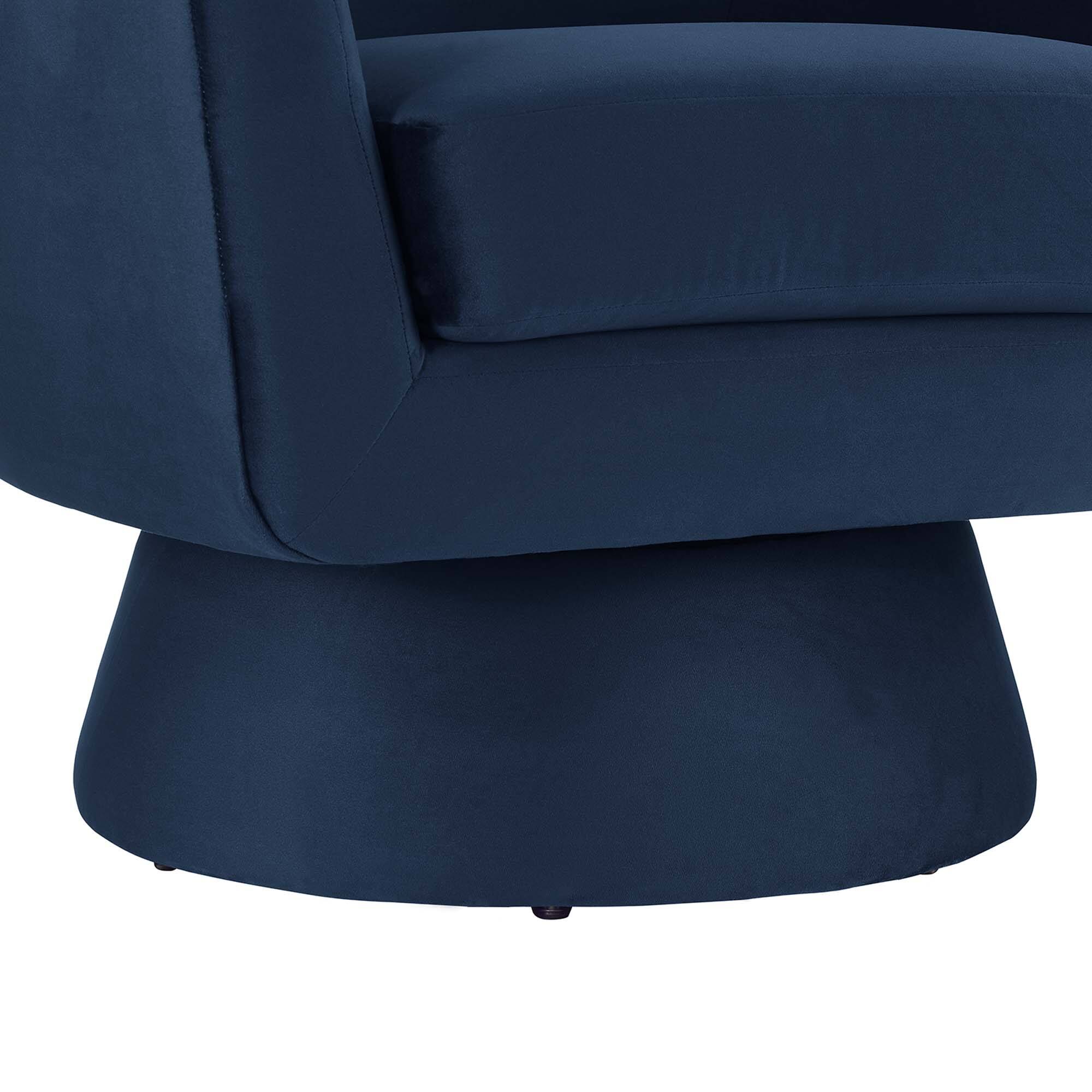 Alt View 5. Modway - Astral Performance Velvet Fabric and Wood Swivel Chair by Modway - Midnight Blue.