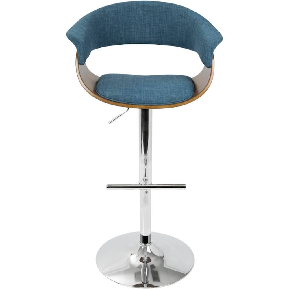 Front. LumiSource - Vintage Mod Polyester Fabric Barstool - Walnut/Blue.