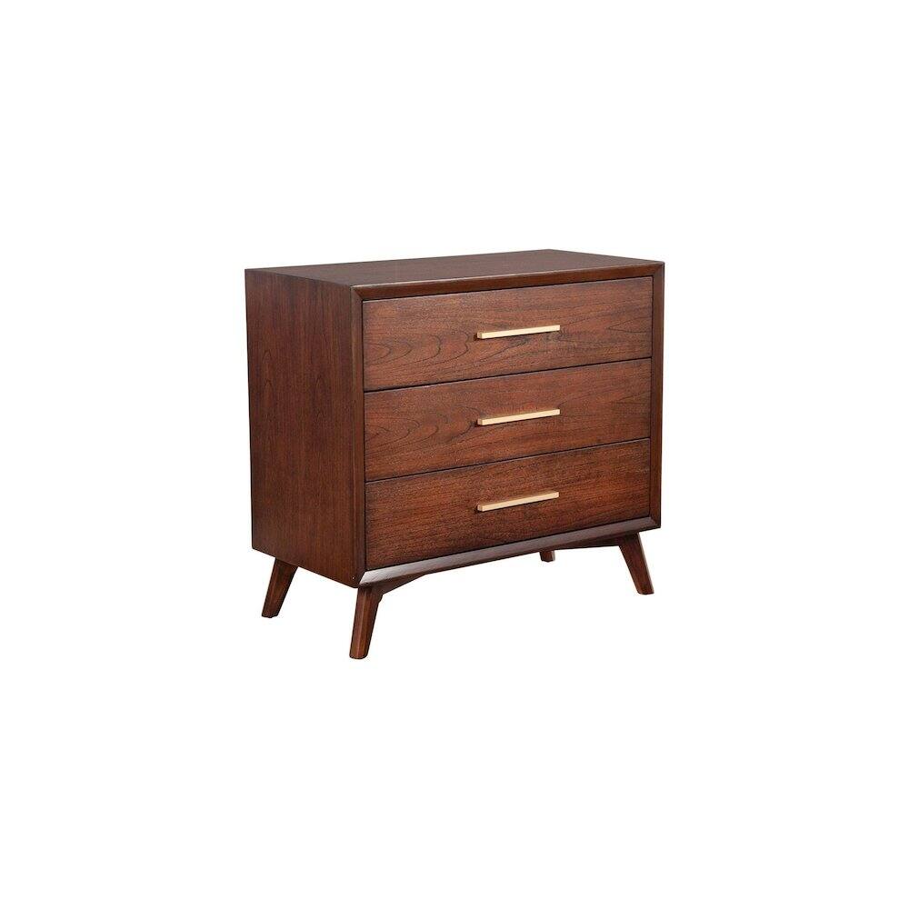 Front. Alpine Furniture - Gramercy 3 Drawer Small Chest - Walnut.
