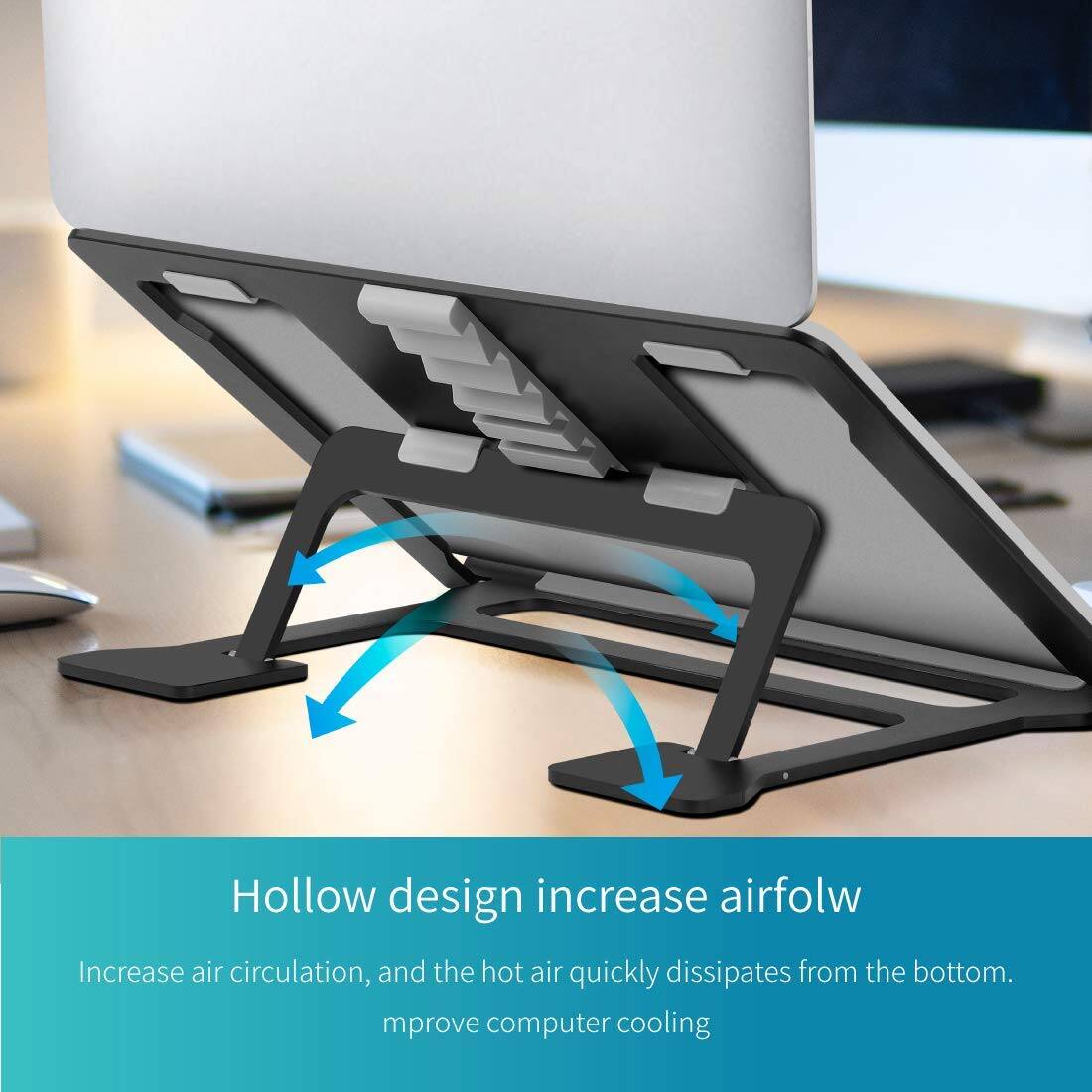 Hollow design increases airflow. Increase air circulation, and the hot air quickly dissipates from the bottom. Improve computer cooling.