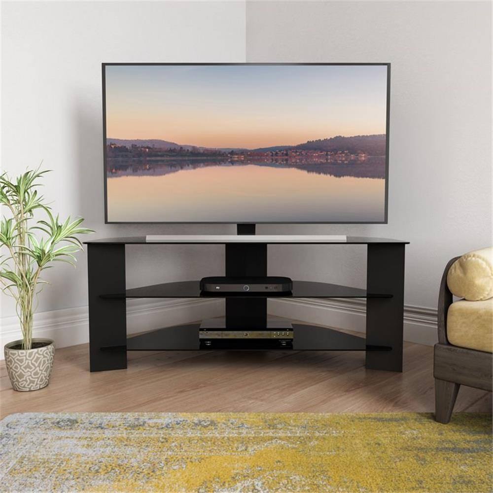 Alt View 1. AVF - Transitional Wood and Glass Vico TV Stand for TVs up to 55" - Black.