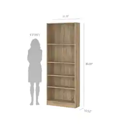 Tvilum - Element Tall Wide 5 Shelf Bookcase, Oak Structure - Brown