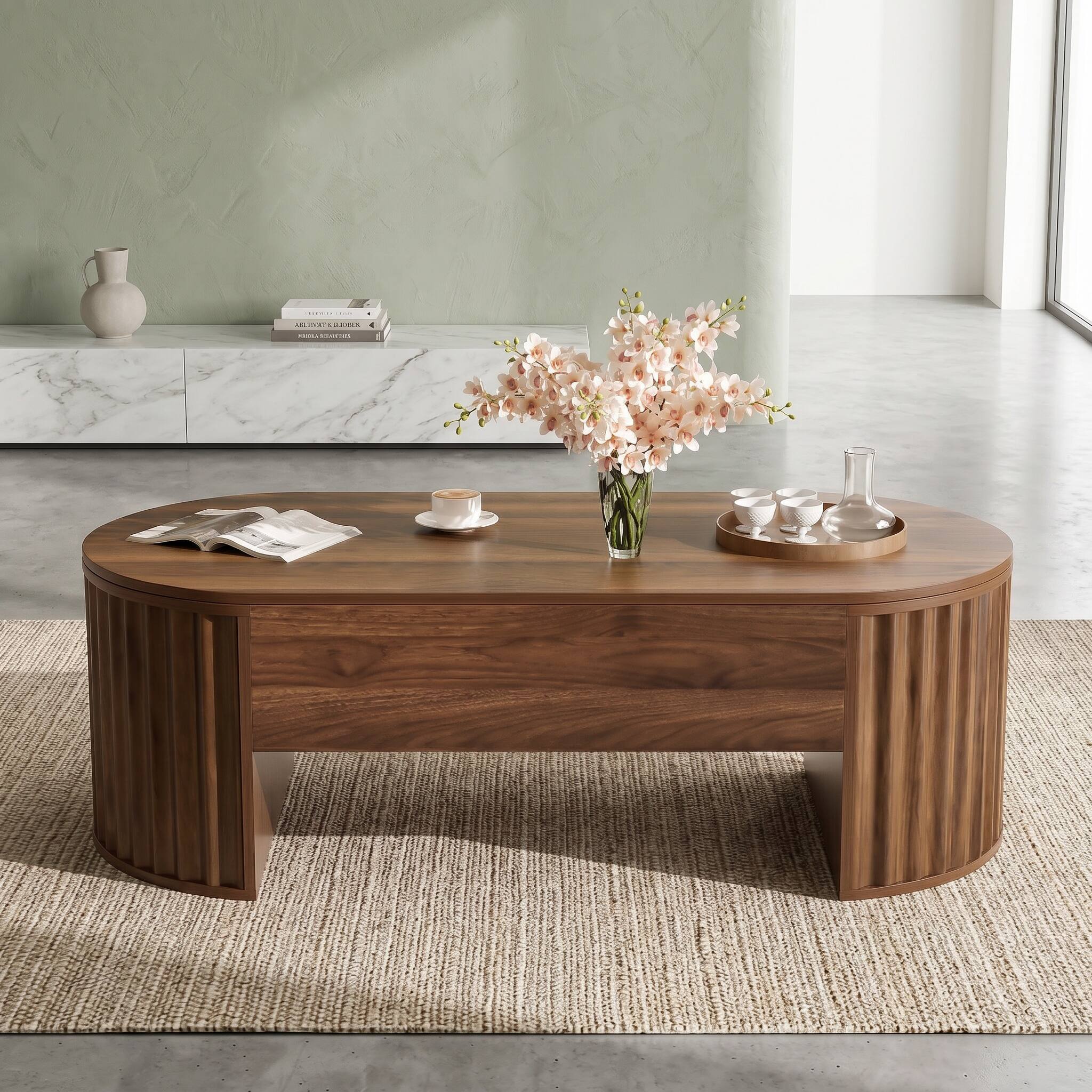 Alt View 10. Forest'nSky - Brown 47.2''Lift Top Coffee Table with Hidden Compartment for Home Living Room - Brown.