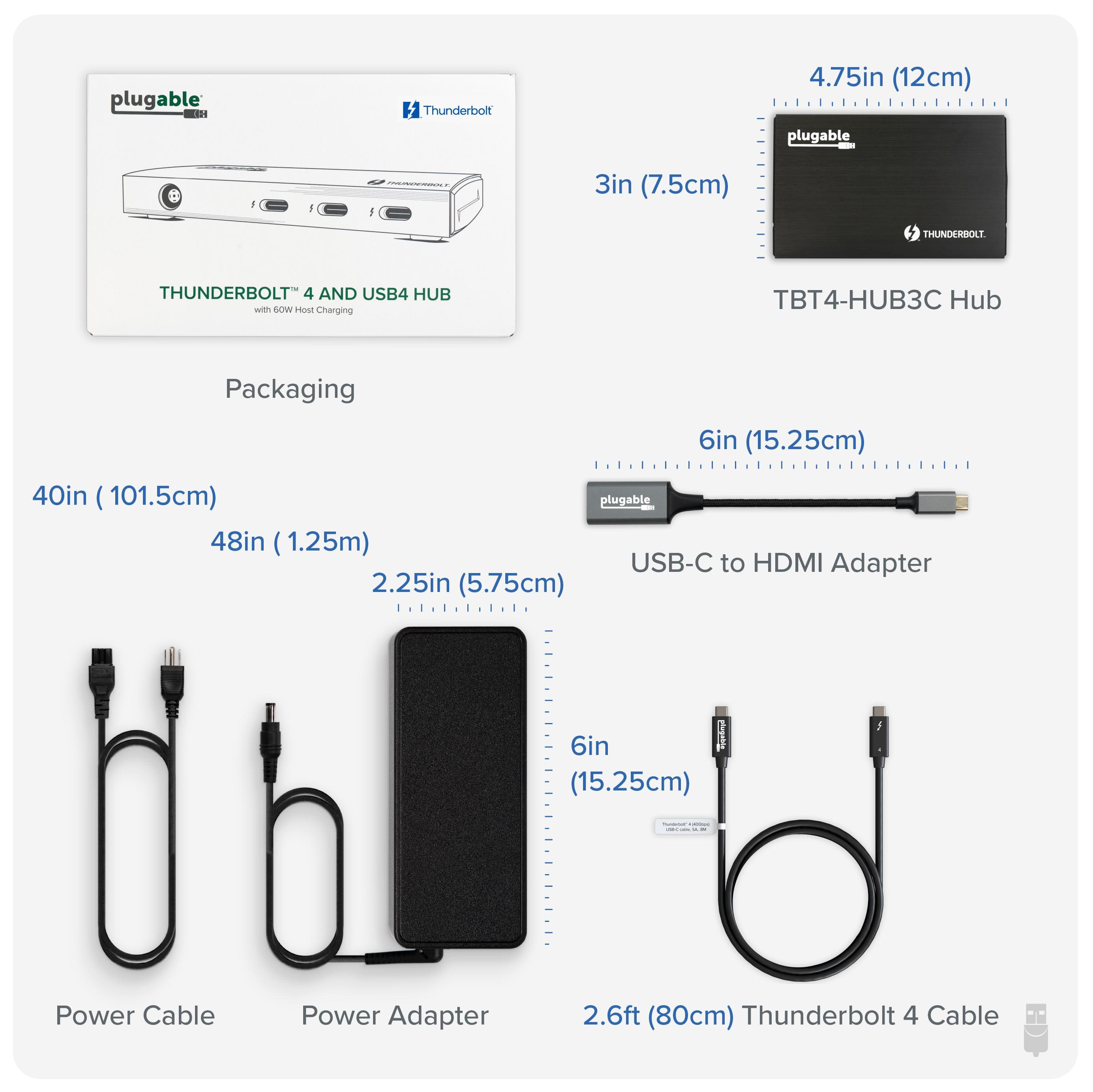 Plugable Thunderbolt 4 Hub 4 in 1 Pure USB C Design Includes USB C