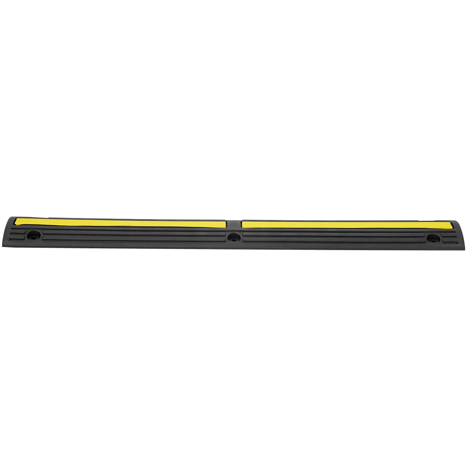 Alt View 5. VEVOR - 3.28 ft Cable Protector Ramp, 4 Pack of 1 Channel, 18000 lbs/axle Capacity Heavy Duty Rubber Speed Bumps - Black and yellow.