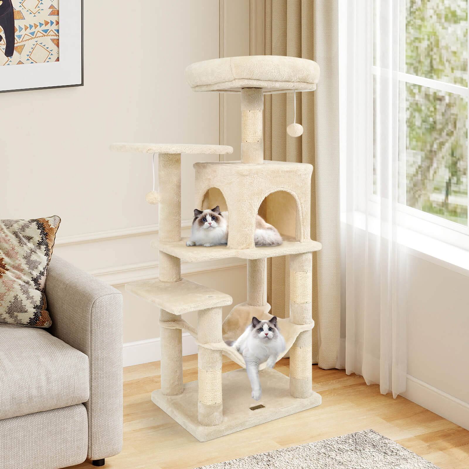 Alt View 3. Costway - Costway 44" Tall Multi-level Cat Tree with Cushion Top Perch, 2-Entrance Large Cat Condo.