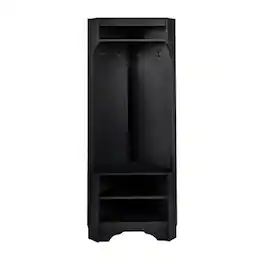 Hivvago - Modern Corner Hall Tree Coat Rack Entryway Storage Cabinet Shoe Bench - Black