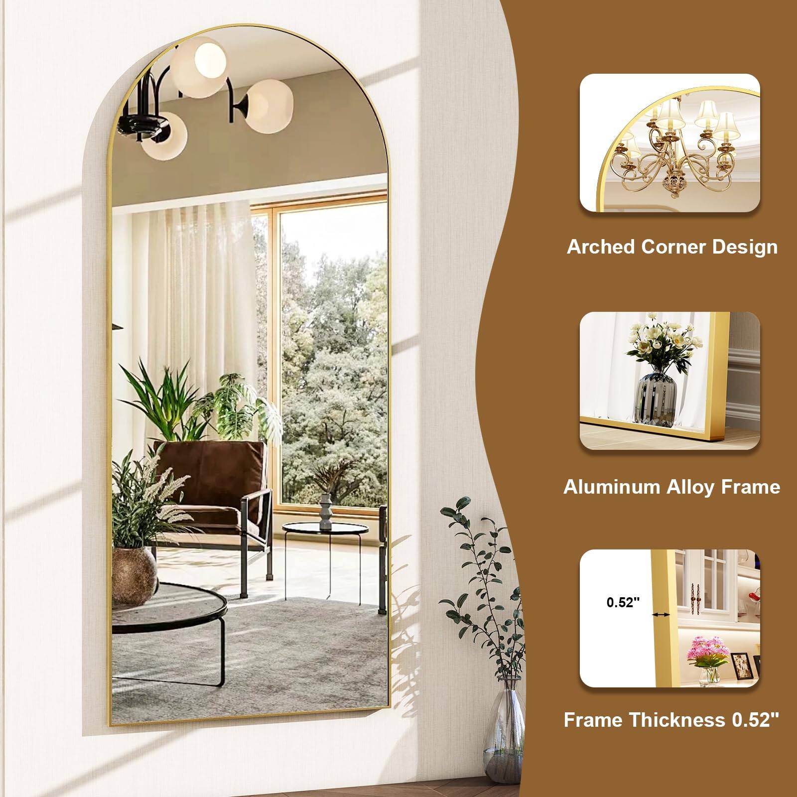 Arched Corner Design  
Aluminum Alloy Frame  
Frame Thickness 0.52"