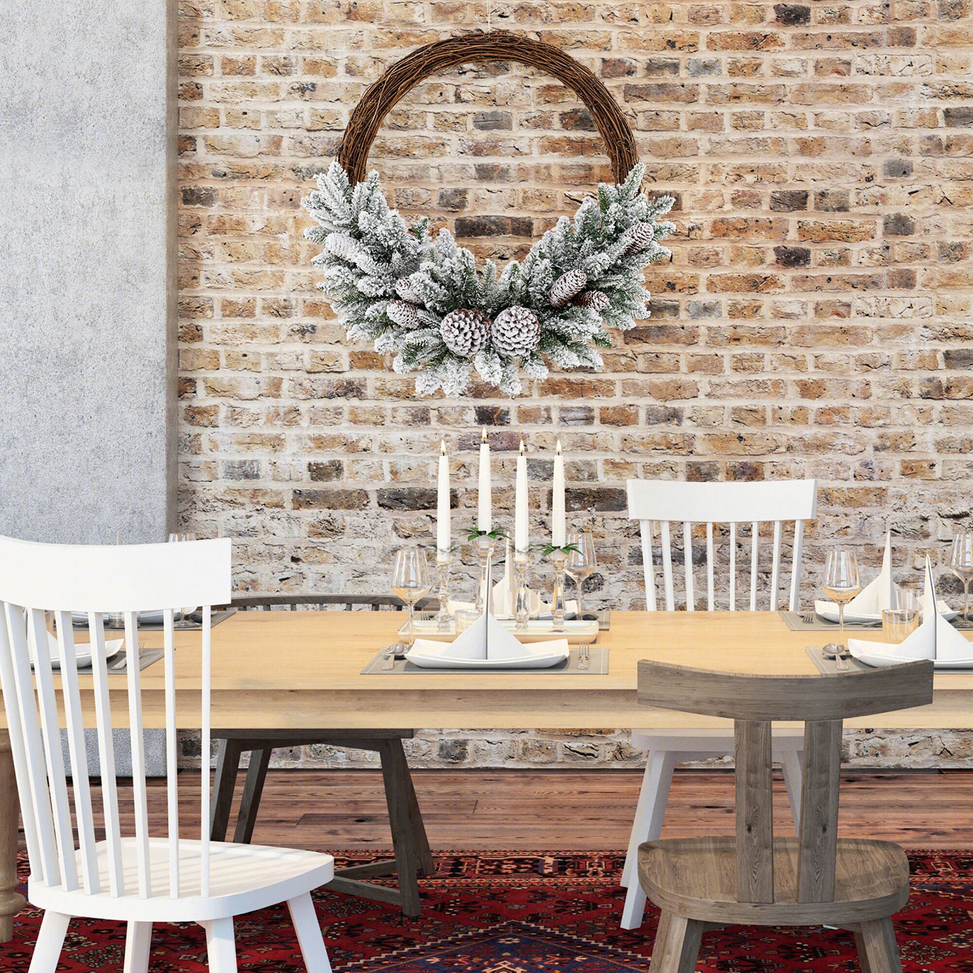 Alt View 5. Gymax - Gymax 24'' Christmas Wreath w/65 Branch Tips 8 Natural Pine Cones 6 Lighting Modes - White, Green.