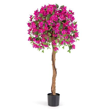Front. Costway - Costway 4.5FT Artificial Tree Azalea Artificial Tree w/ Plastic Pot for Indoor & Outdoor - Red.