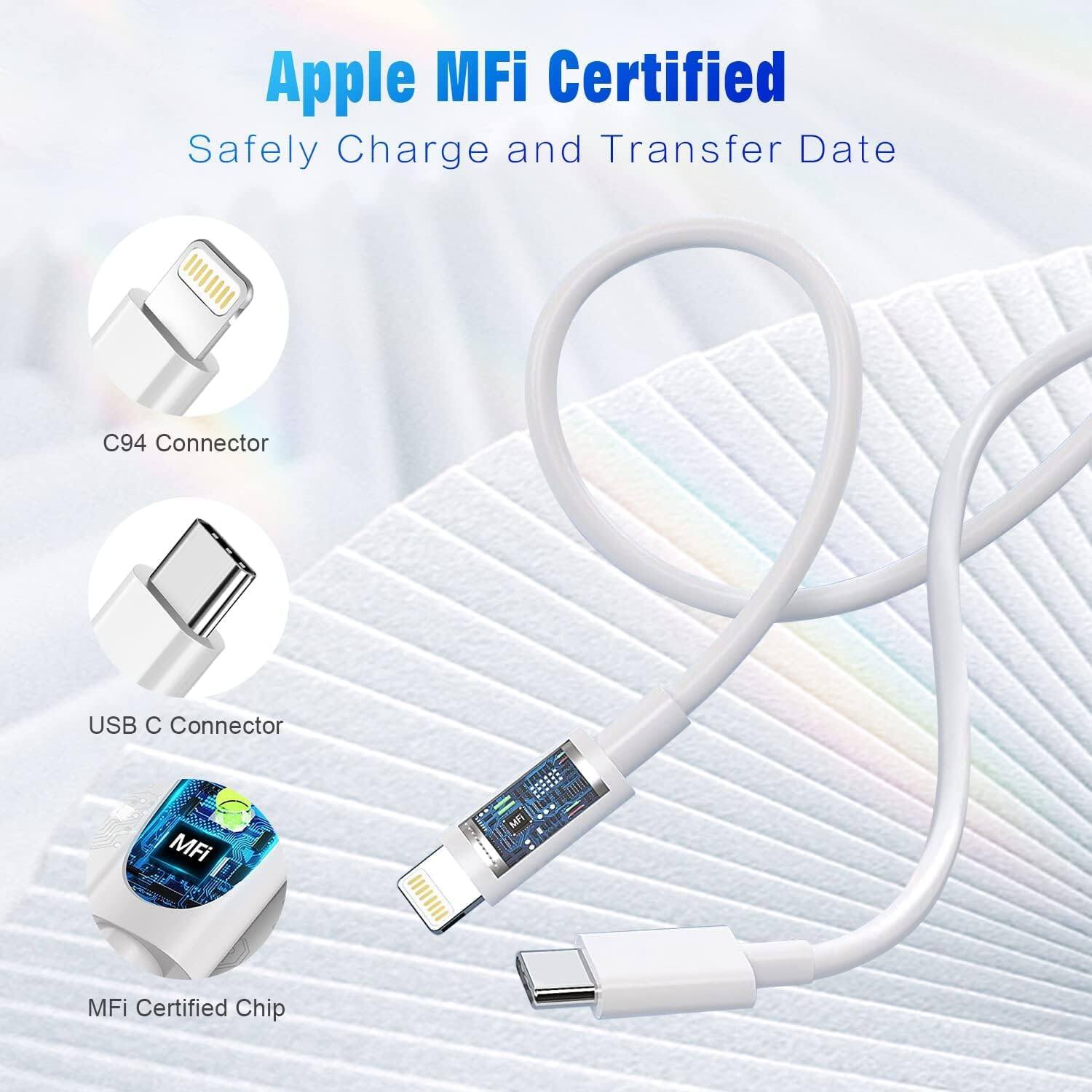 Apple MFi Certified  
Safely Charge and Transfer Data  

C94 Connector  
USB C Connector  
MFi  
MFi  
MFi Certified Chip