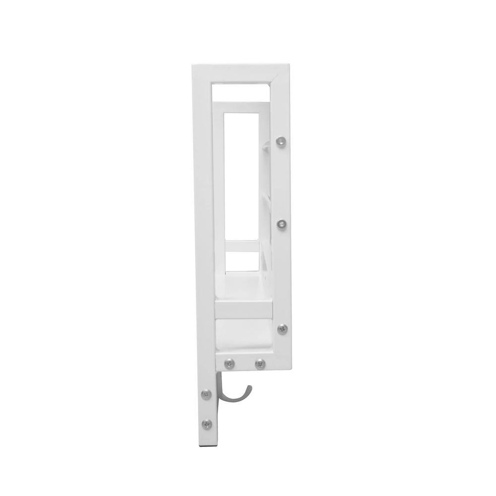 Back. JJS - Floating Book Shelf Coat Rack - White.