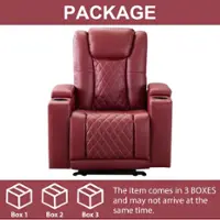 Bestier Power Chair Faux Leather Electric Recliner Sofa with Cup Holders and USB Ports - Red - Front_Zoom