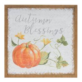 BreeBe - Autumn Blessing Pumpkin Sign (Set of 2) - White, Orange, Brown