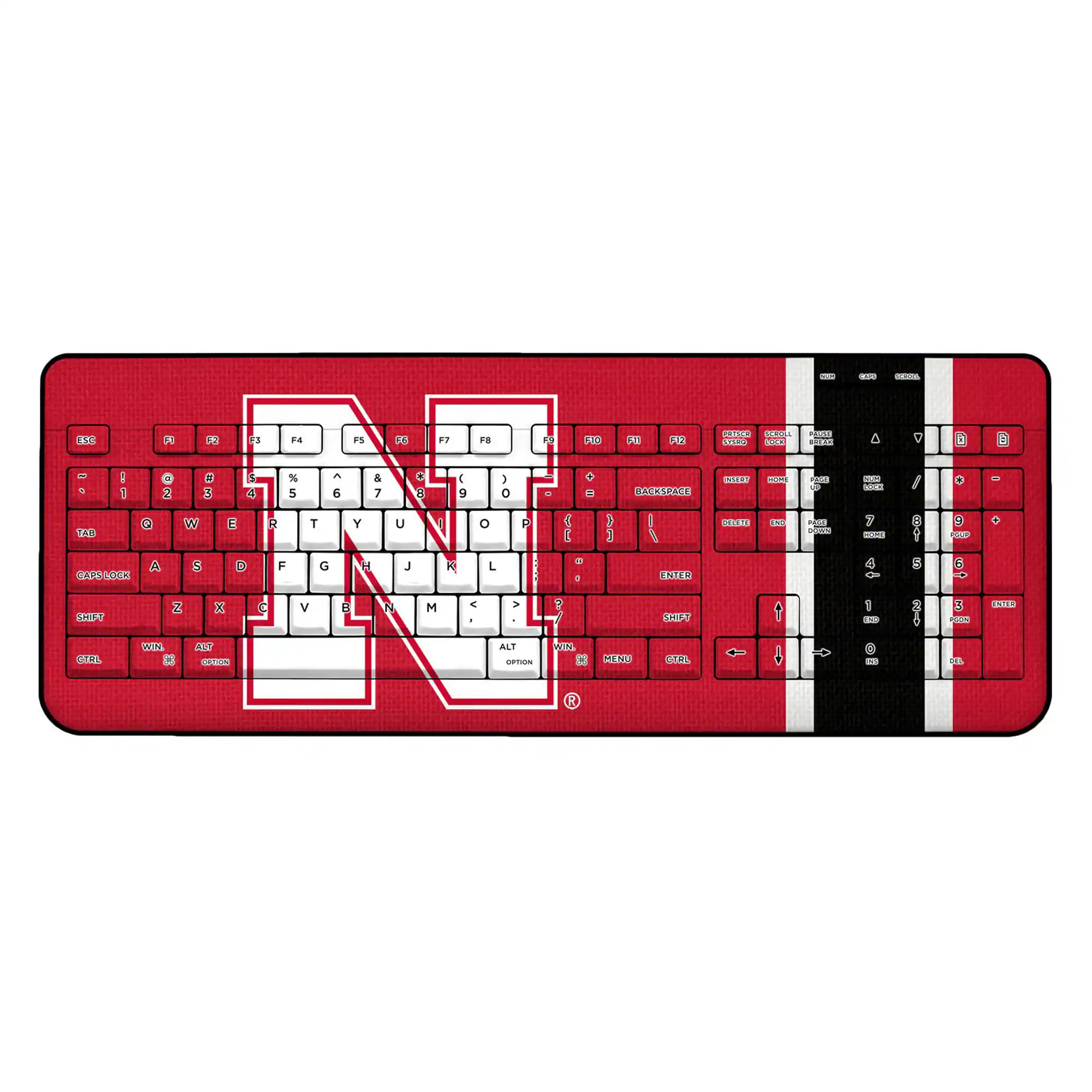 Keyscaper - Nebraska Huskers Stripe Design Wireless Keyboard - Multicolor