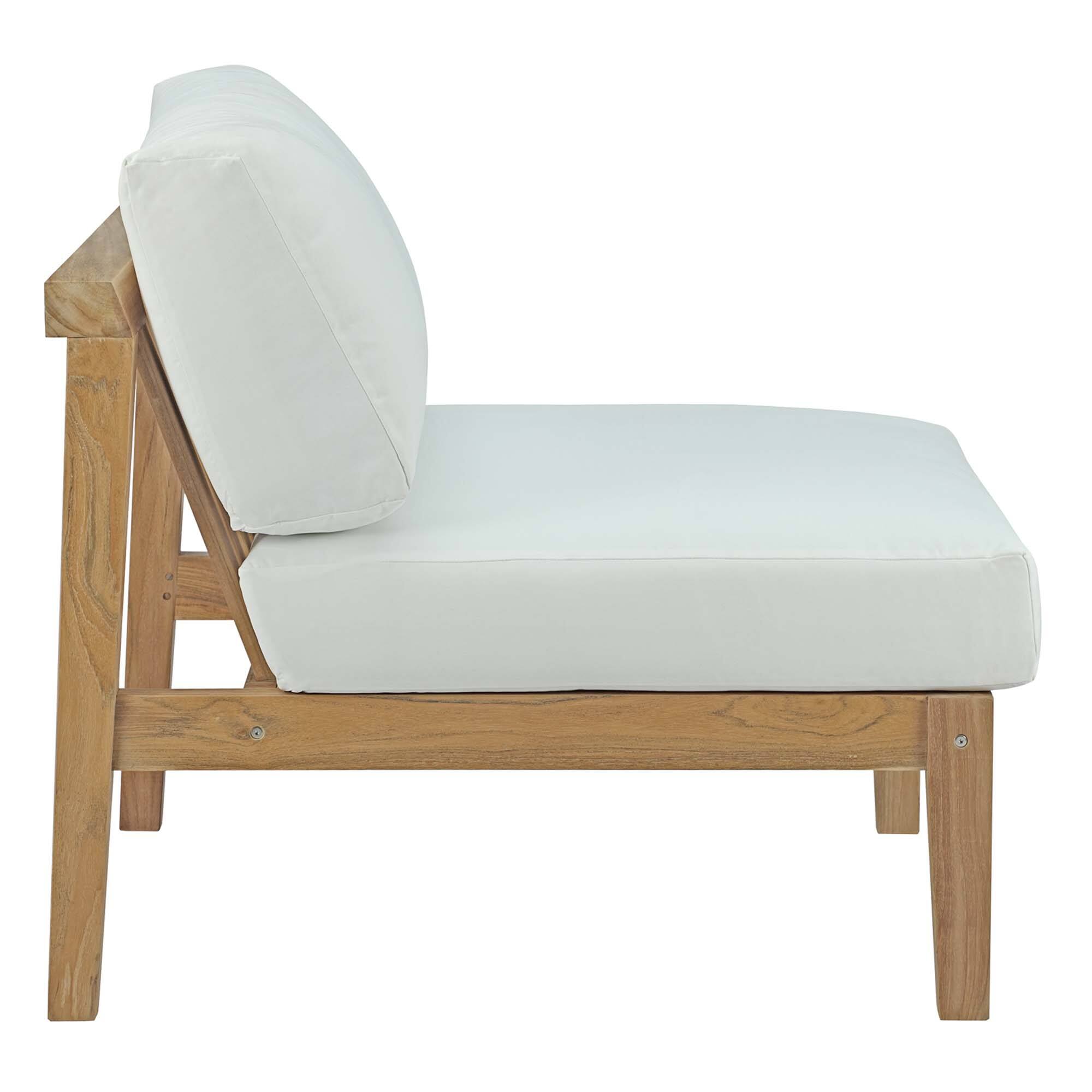 Left. Modway - Bayport 5-Piece Teak Outdoor Patio Set, Solid Teak, Weather-Resistant Cushions - Natural White.
