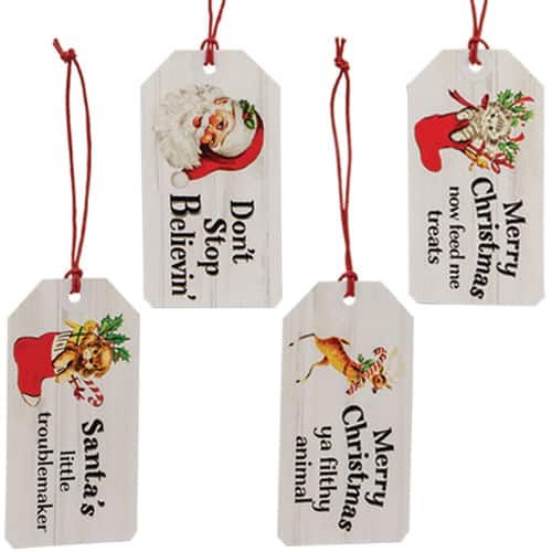 BreeBe - 4/Set Merry Christmas Ya Filthy Animal Gift Tags - Multicolor