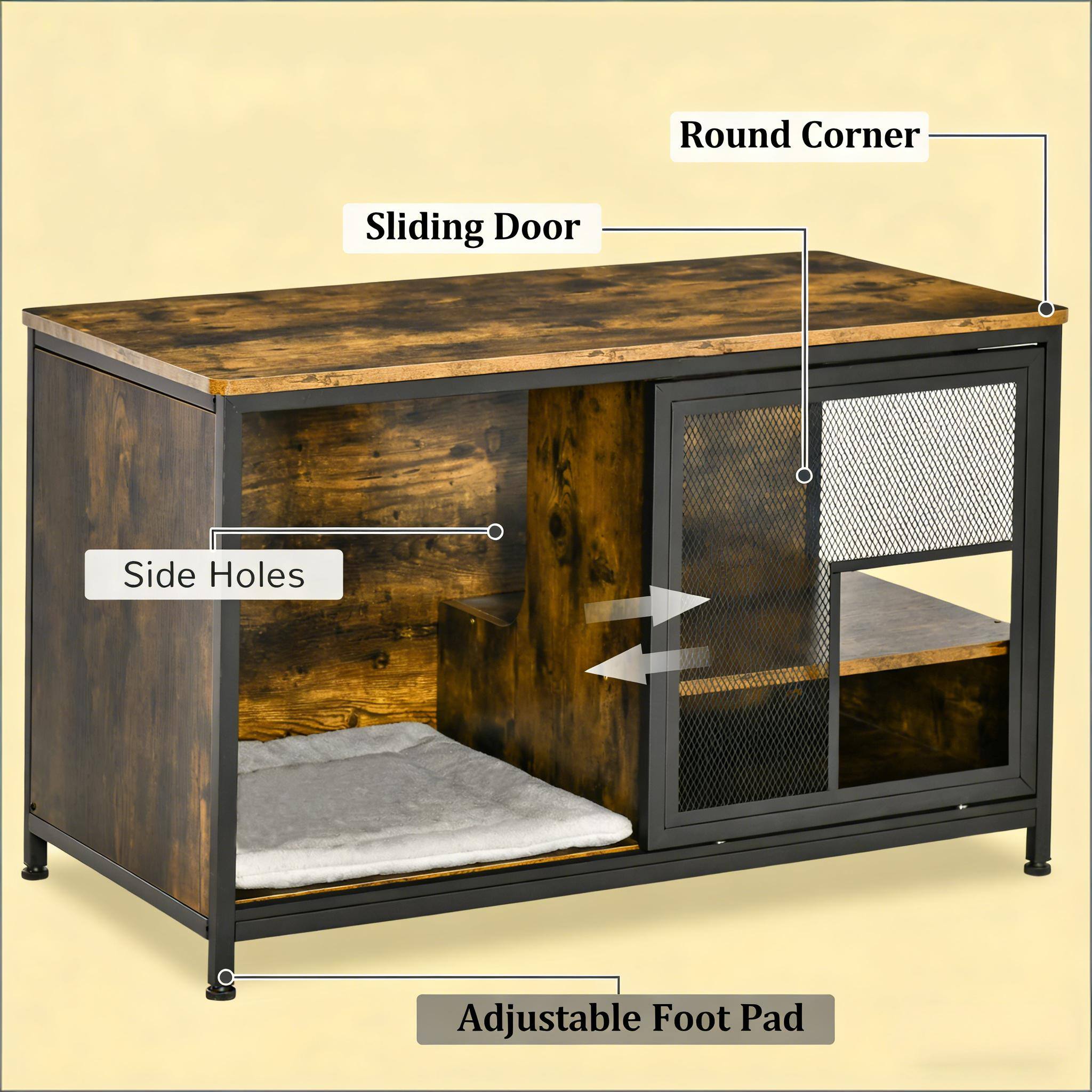 - Round Corner
- Sliding Door
- Side Holes
- Adjustable Foot Pad