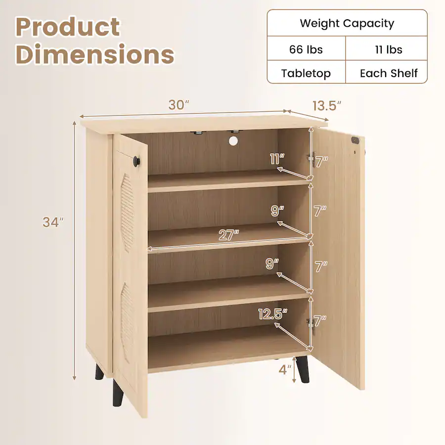 Best Large Shoe Rack Costway Shoe Cabinet with 2 Doors Freestanding Closed Shoe Storage Unit ...