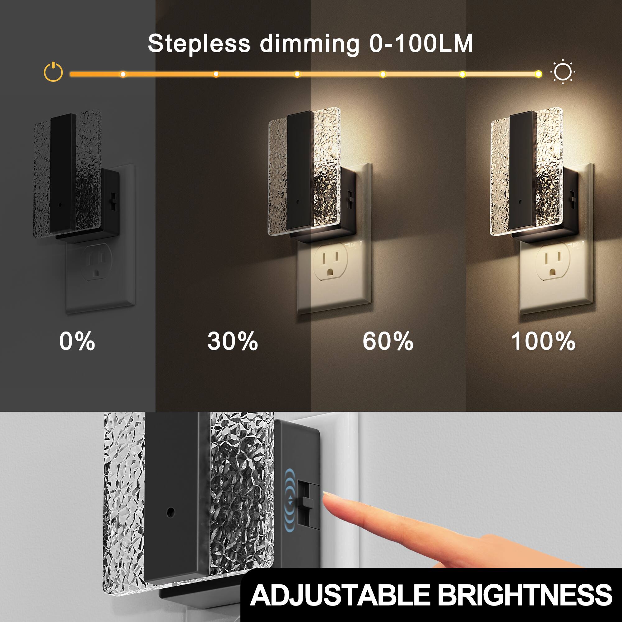 Jandcase 2 Pack 1W Plug in Night Light, 3000K Warm Glow, Crushed ...