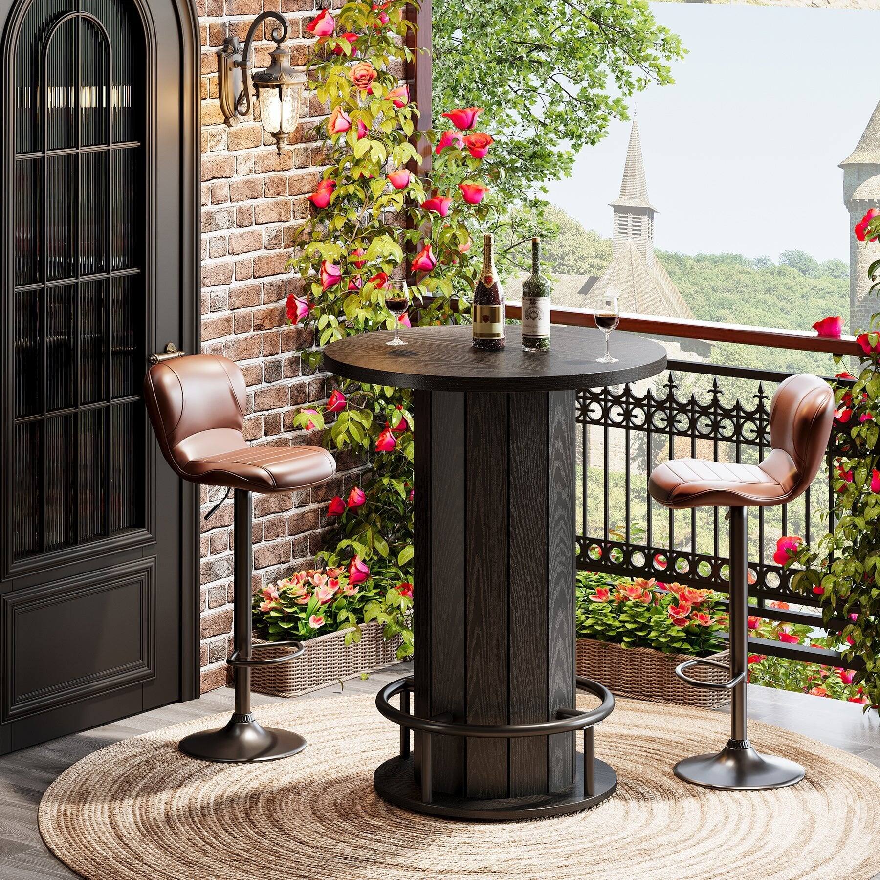 Tribesigns Bar Table with Wood Construction, Footrest, Wood Grain ...