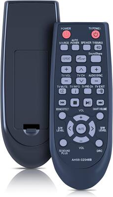 POWER TV POWER AUTO SOURCE POWER SPEAKER TV SOURCE REPEAT SoundShare Anyner + + TV VOL TV CH AUDIO SYNC TV MUTE TV INFO TV-PRE-CH TV EXIT i SOUND EFFECT VOL SMARTVOLUME + S/W LEVEL MUTE S/W LEVEL 3D SOUND PLUS VOL DRC AH59-02546B