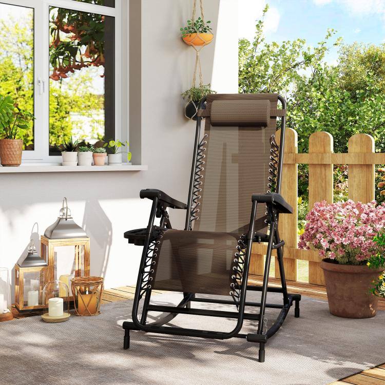 PULUZ Outdoor Rocking Chairs, Foldable Reclining Zero Gravity Lounge ...
