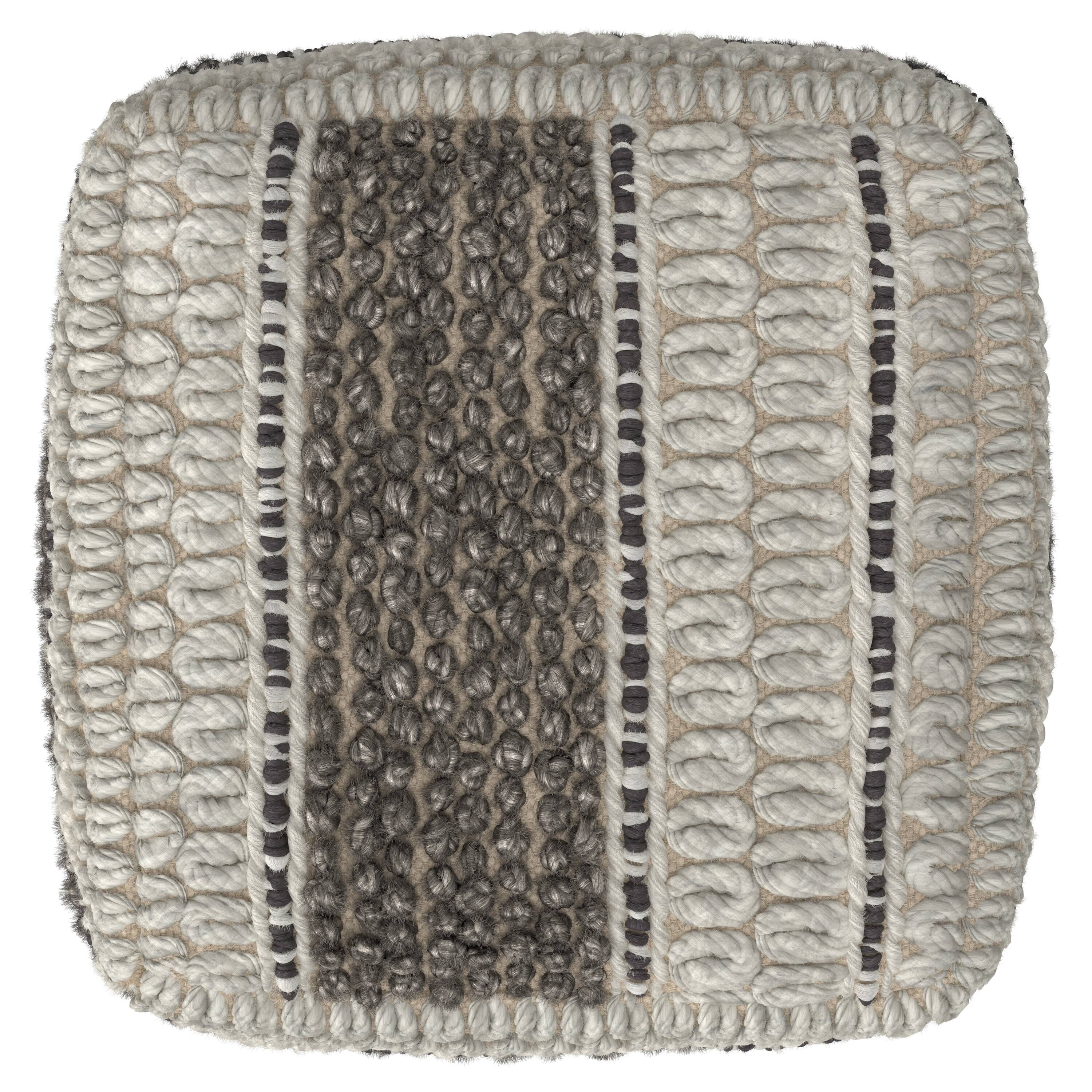 Back. Simpli Home - Simpli Home Grady 18 inch Wide Square Pouf in Earth Tone Brown Handloom Wool and Cotton - Earth Tone Brown.