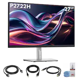 Dell - P2722H 27" Full HD 1080p, 16:9 IPS Monitor + HDMI Cable + More - Black
