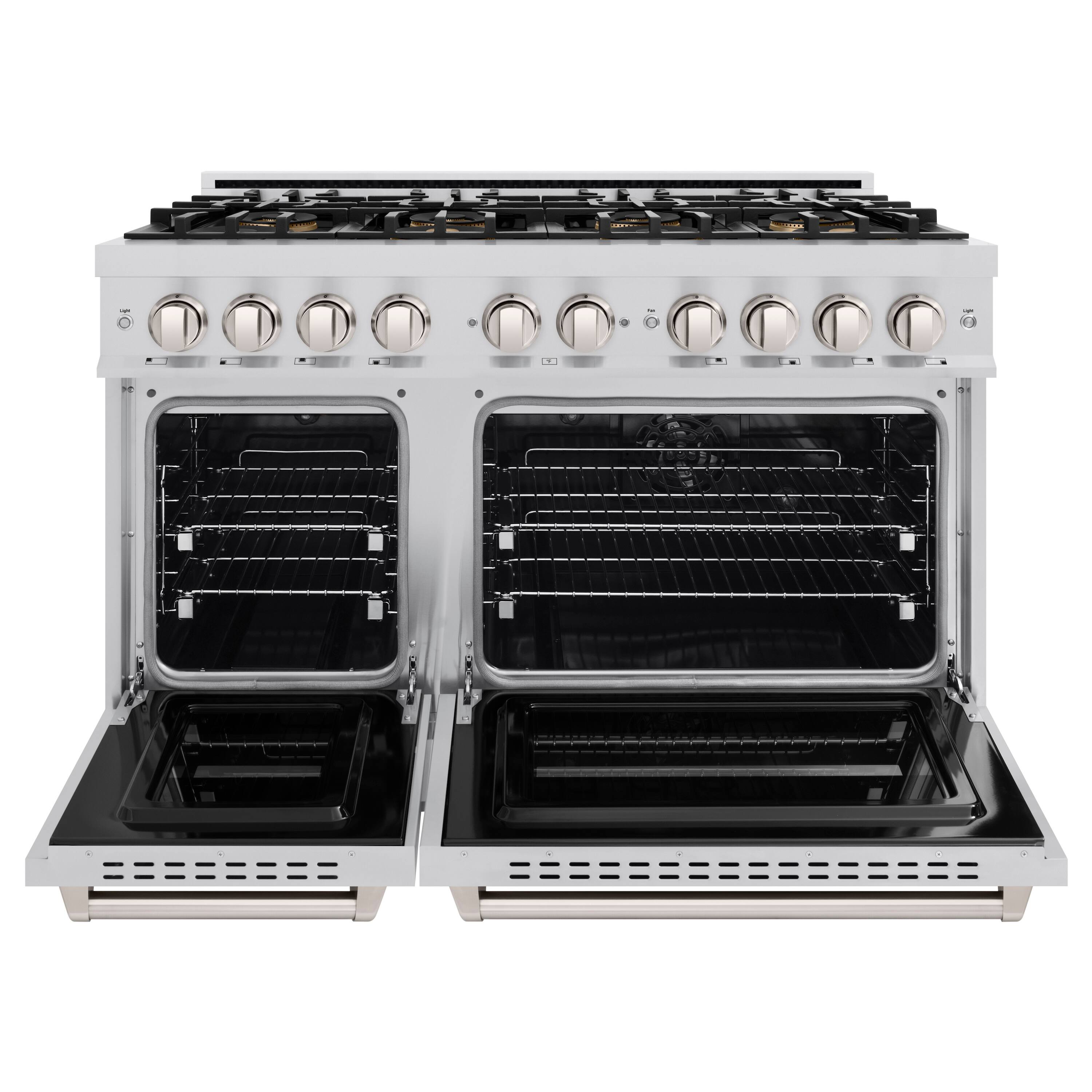 Angle. ZLINE - 48 in. 6.7 cu. ft. Classic Freestanding Dual Fuel Range with 8 DuoPro Burners and Dual Ovens in Stainless Steel - Stainless Steel.