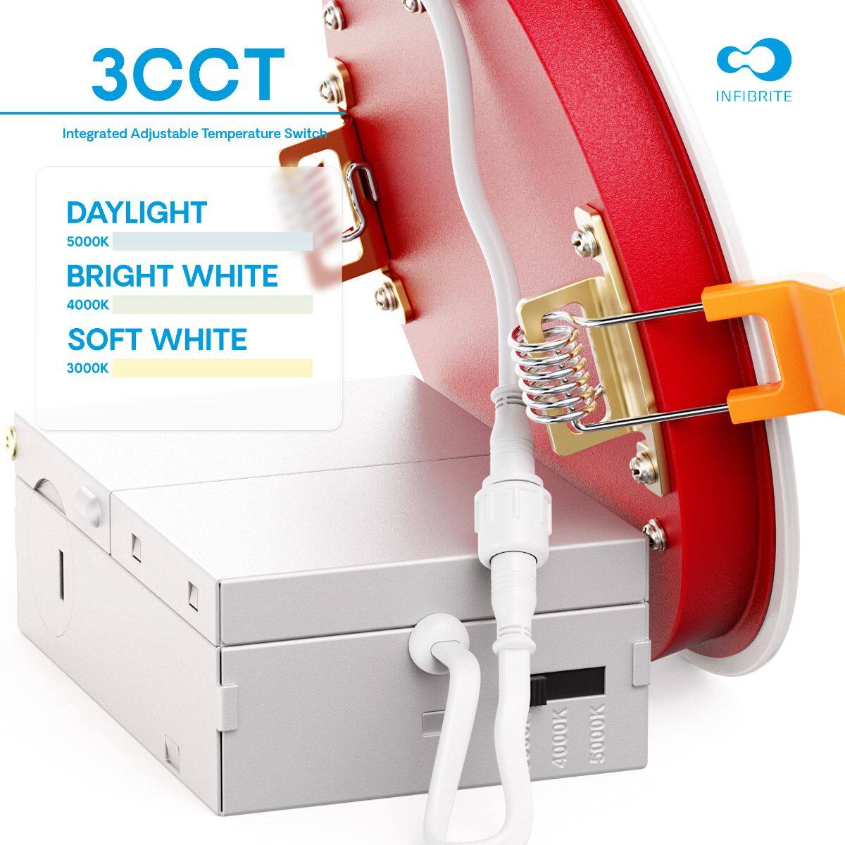 3CCT Integrated Adjustable Temperature Switch  
INFIBRITE  
DAYLIGHT 5000K  
BRIGHT WHITE 4000K  
SOFT WHITE 3000K