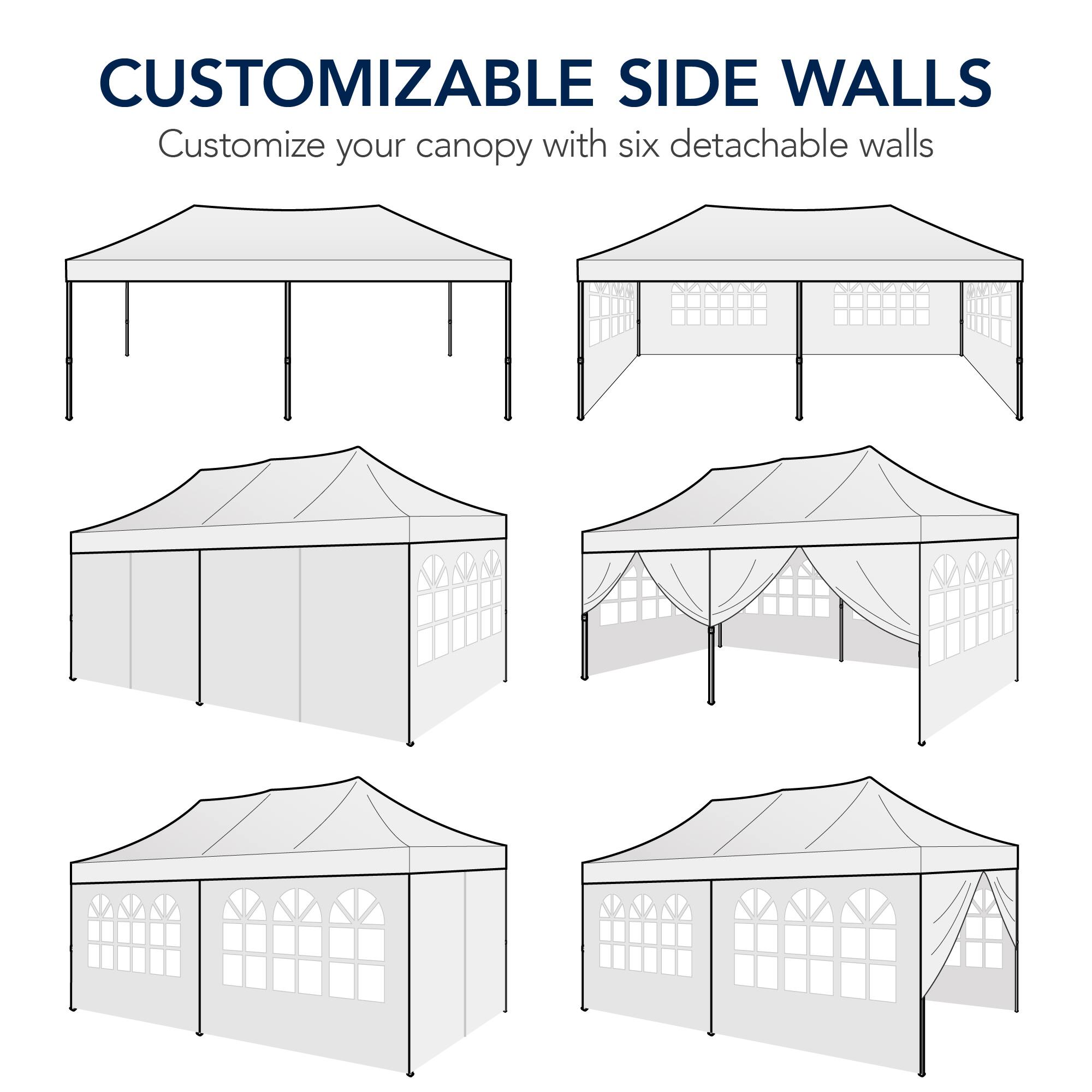 CUSTOMIZABLE SIDE WALLS  
Customize your canopy with six detachable walls