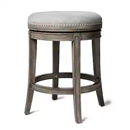 Maven Lane - 26" Alexander Backless Counter Stool Finish with Fabric Upholstery - Reclaimed Oak