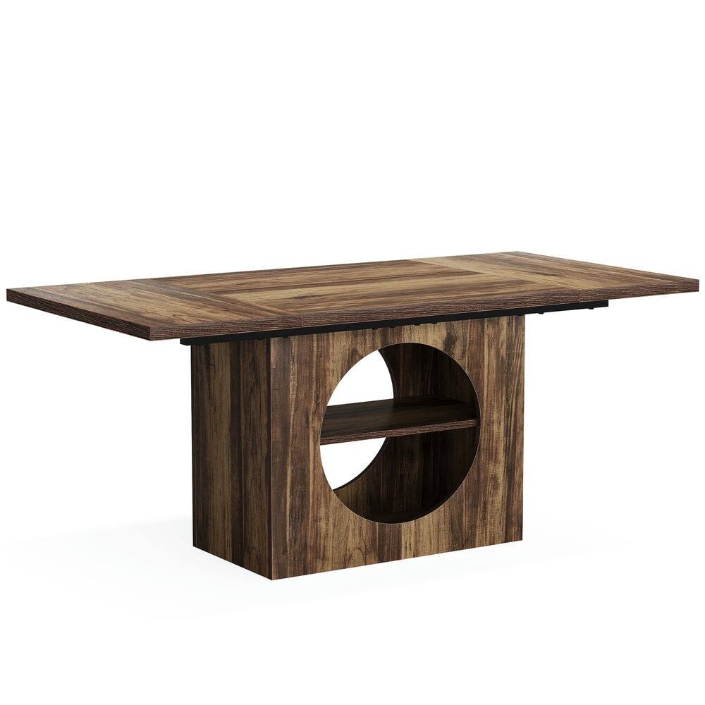 Back. Kadyn - Kadyn End Table,Dining Table, Living Room Table,63" Dining Table, Wood Kitchen Table with Storage for 4-6,Brown - Brown.