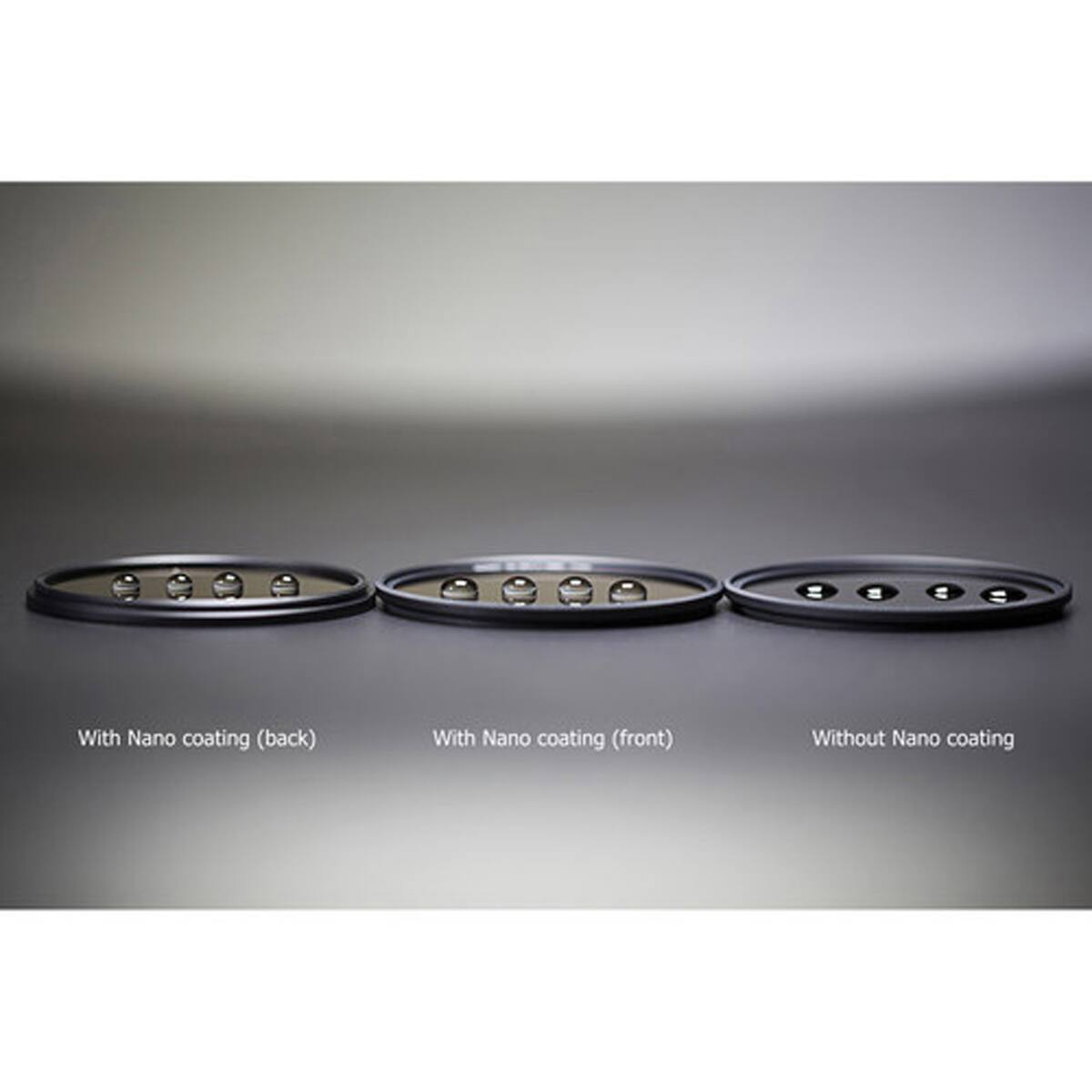 With Nano coating (back)  
With Nano coating (front)  
Without Nano coating