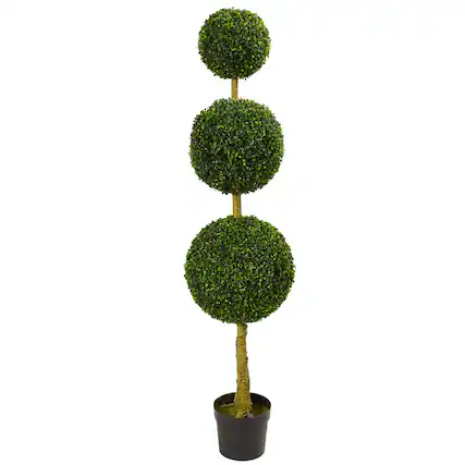 Front. BreeBe - 5.5' Triple Boxwood Topiary UV Resistant (Indoor/Outdoor) - Multicolor.