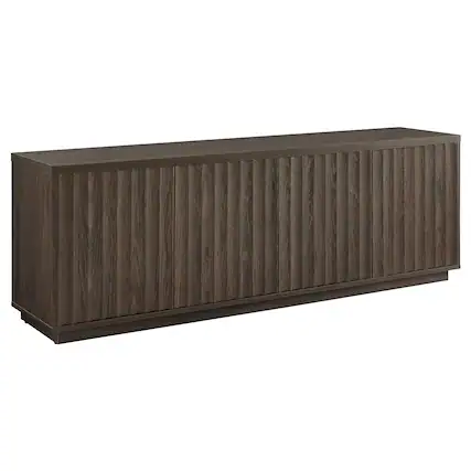 Front. Hudson&Canal - Bourne Rectangular Fluted TV Stand for TV's up to 75" in Brown Oak - Brown Oak.