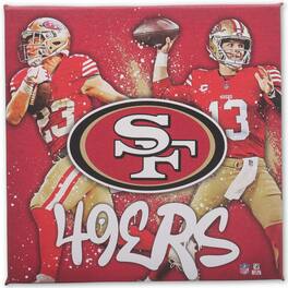 Open Road Brands - San Francisco 49ers 12" x 12" Team Logo and Players Splash Canvas Art - Multicolor